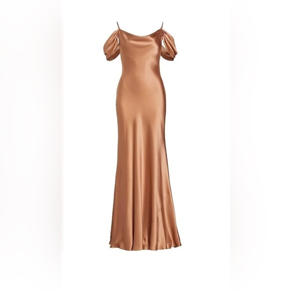 L'Agence Kenna Cowl Neck Cold Off the Shoulder 100% Silk Dress, like new, size 2 - Picture 1 of 9